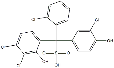 (2-Chlorophenyl)(3-chloro-4-hydroxyphenyl)(3,4-dichloro-2-hydroxyphenyl)methanesulfonic acid Struktur