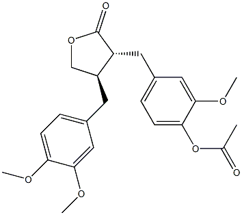 (3R,4R)-4-(3,4-Dimethoxybenzyl)-3-(4-acetoxy-3-methoxybenzyl)dihydrofuran-2(3H)-one Struktur