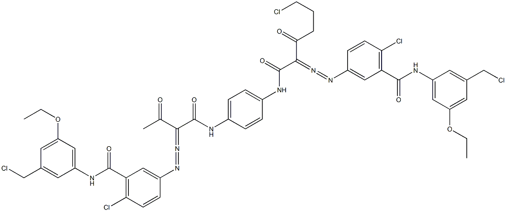 3,3'-[2-(2-Chloroethyl)-1,4-phenylenebis[iminocarbonyl(acetylmethylene)azo]]bis[N-[3-(chloromethyl)-5-ethoxyphenyl]-6-chlorobenzamide] Struktur