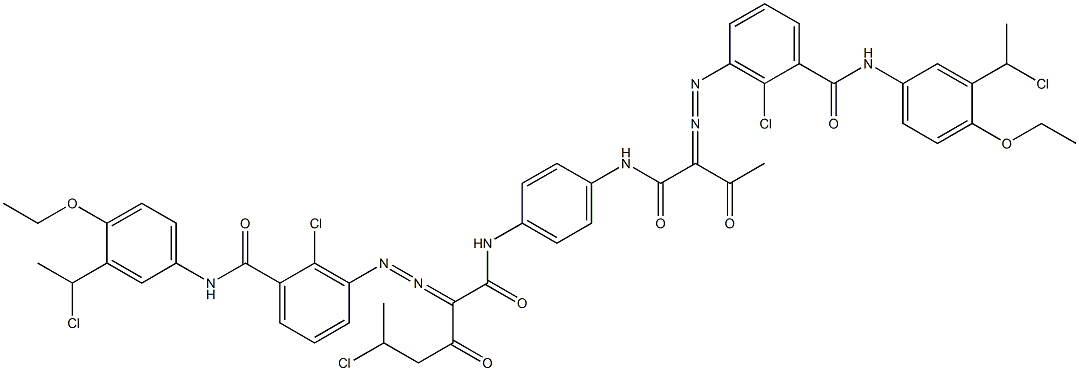 3,3'-[2-(1-Chloroethyl)-1,4-phenylenebis[iminocarbonyl(acetylmethylene)azo]]bis[N-[3-(1-chloroethyl)-4-ethoxyphenyl]-2-chlorobenzamide] Struktur