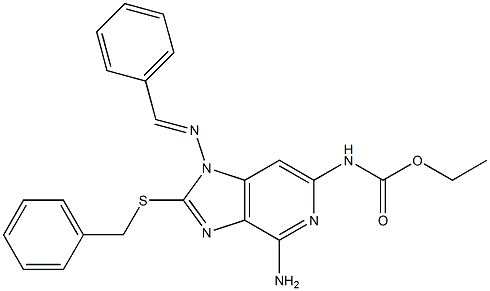 N-[4-Amino-1-(benzylideneamino)-2-(benzylthio)-1H-imidazo[4,5-c]pyridin-6-yl]carbamic acid ethyl ester Struktur