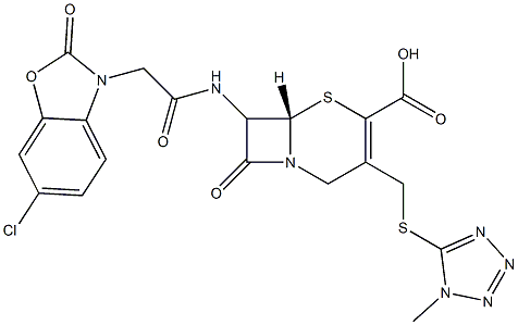 7-[[[(6-Chloro-2,3-dihydro-2-oxobenzoxazol)-3-yl]acetyl]amino]-3-[[(1-methyl-1H-tetrazol-5-yl)thio]methyl]cepham-3-ene-4-carboxylic acid Struktur