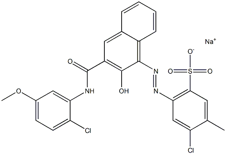 4-Chloro-3-methyl-6-[[3-[[(2-chloro-5-methoxyphenyl)amino]carbonyl]-2-hydroxy-1-naphtyl]azo]benzenesulfonic acid sodium salt Struktur