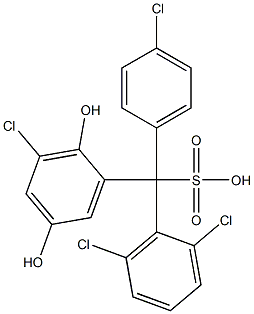 (4-Chlorophenyl)(2,6-dichlorophenyl)(3-chloro-2,5-dihydroxyphenyl)methanesulfonic acid Struktur