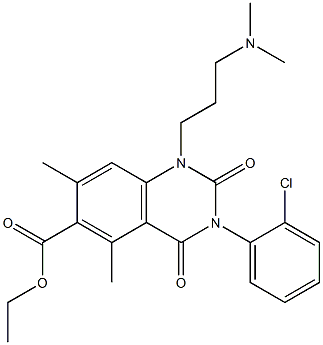 1,2,3,4-Tetrahydro-3-(2-chlorophenyl)-1-(3-dimethylaminopropyl)-5,7-dimethyl-2,4-dioxoquinazoline-6-carboxylic acid ethyl ester Struktur