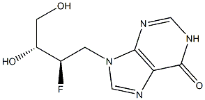 9-[(2R,3R)-3,4-Dihydroxy-2-fluorobutyl]-1,9-dihydro-6H-purin-6-one Struktur