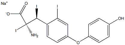 (2S,3S)-2-Amino-3-[4-(4-hydroxyphenoxy)-2-iodophenyl]-2,3-diiodopropanoic acid sodium salt Struktur