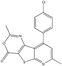 2,7-Dimethyl-9-(4-chlorophenyl)-4H-pyrido[3',2':4,5]thieno[3,2-d][1,3]oxazin-4-one Struktur