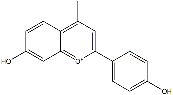 7-Hydroxy-4-methyl-2-(4-hydroxyphenyl)-1-benzopyrylium Struktur