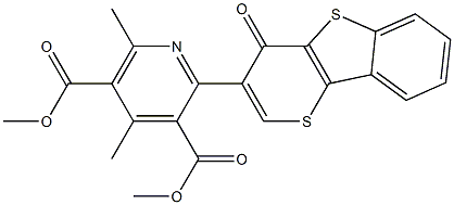 4,6-Dimethyl-2-[4-oxo-4H-thiopyrano[3,2-b][1]benzothiophen-3-yl]pyridine-3,5-dicarboxylic acid dimethyl ester Struktur