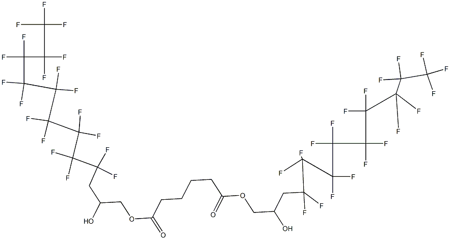 Adipic acid bis(2-hydroxy 4,4,5,5,6,6,7,7,8,8,9,9,10,10,11,11,12,12,12-nonadecafluorododecyl) ester Struktur