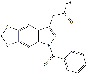 5-Benzoyl-6-methyl-5H-1,3-dioxolo[4,5-f]indole-7-acetic acid Struktur