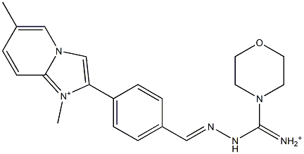 1,6-Dimethyl-2-[4-[2-[iminio(morpholino)methyl]hydrazonomethyl]phenyl]imidazo[1,2-a]pyridin-1-ium Struktur