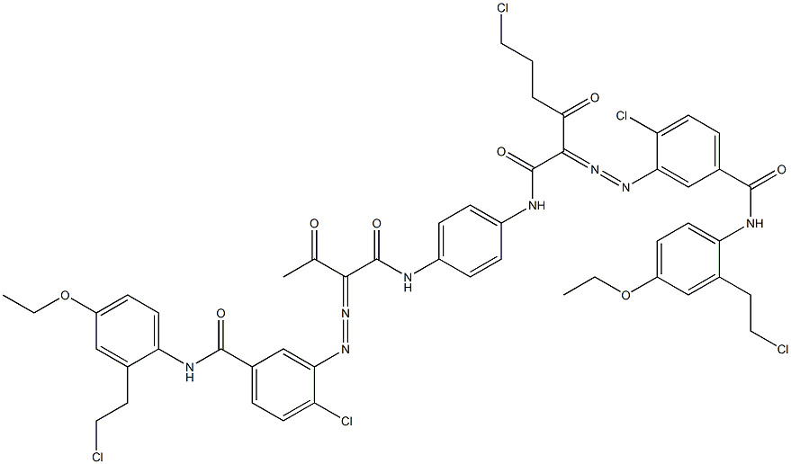 3,3'-[2-(2-Chloroethyl)-1,4-phenylenebis[iminocarbonyl(acetylmethylene)azo]]bis[N-[2-(2-chloroethyl)-4-ethoxyphenyl]-4-chlorobenzamide] Struktur