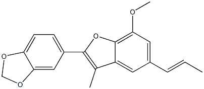 3-Methyl-5-(1-propenyl)-2-(1,3-benzodioxol-5-yl)-7-methoxybenzofuran Struktur