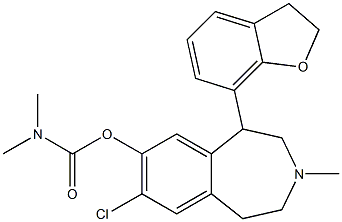 Dimethylcarbamic acid [(7-chloro-3-methyl-1-(2,3-dihydrobenzofuran-7-yl)-2,3,4,5-tetrahydro-1H-3-benzazepin)-8-yl] ester Struktur