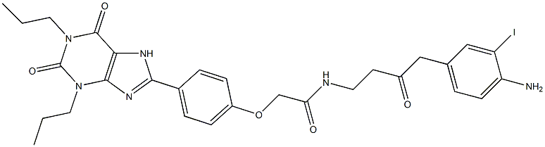 1,3-Dipropyl-8-[4-[[[[2-[[(3-iodo-4-aminophenyl)methyl]carbonyl]ethyl]amino]carbonyl]methoxy]phenyl]-7H-purine-2,6(1H,3H)-dione Struktur