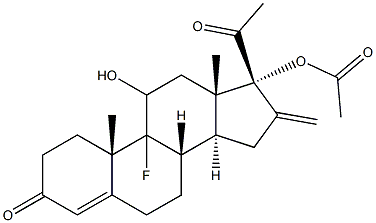 11,17-Dihydroxy-9-fluoro-16-methylenepregn-4-ene-3,20-dione 17-acetate Struktur