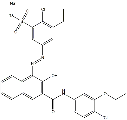 2-Chloro-3-ethyl-5-[[3-[[(4-chloro-3-ethoxyphenyl)amino]carbonyl]-2-hydroxy-1-naphtyl]azo]benzenesulfonic acid sodium salt Struktur