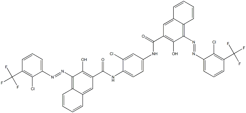 1,4-Bis[1-[[2-chloro-3-(trifluoromethyl)phenyl]azo]-2-hydroxy-3-naphthoylamino]-2-chlorobenzene Struktur