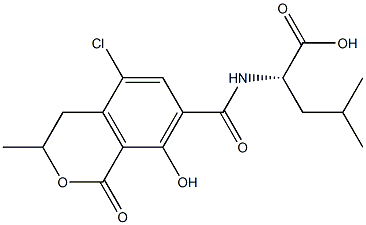 N-[(5-Chloro-8-hydroxy-3-methyl-1-oxo-7-isochromanyl)carbonyl]-L-leucine Struktur