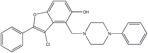 3-Chloro-2-phenyl-4-[(4-phenyl-1-piperazinyl)methyl]benzofuran-5-ol Struktur