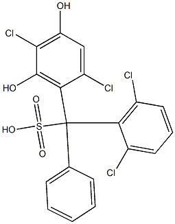 (2,6-Dichlorophenyl)(2,5-dichloro-4,6-dihydroxyphenyl)phenylmethanesulfonic acid Struktur