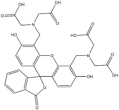 N,N'-[(3',6'-Dihydroxy-3-oxospiro[isobenzofuran-1(3H),9'-[9H]xanthene]-4',5'-diyl)bis(methylene)]bis[N-(carboxymethyl)glycine] Struktur