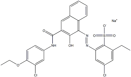 4-Chloro-2-ethyl-6-[[3-[[(3-chloro-4-ethoxyphenyl)amino]carbonyl]-2-hydroxy-1-naphtyl]azo]benzenesulfonic acid sodium salt Struktur