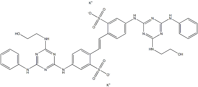 4,4'-Bis[4-anilino-6-(2-hydroxyethylamino)-1,3,5-triazin-2-ylamino]-2,2'-stilbenedisulfonic acid dipotassium salt Struktur