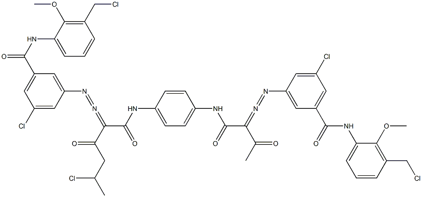 3,3'-[2-(1-Chloroethyl)-1,4-phenylenebis[iminocarbonyl(acetylmethylene)azo]]bis[N-[3-(chloromethyl)-2-methoxyphenyl]-5-chlorobenzamide] Struktur