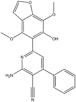 4,7-Dimethoxy-5-(4-phenyl-5-cyano-6-amino-2-pyridinyl)benzofuran-6-ol Struktur