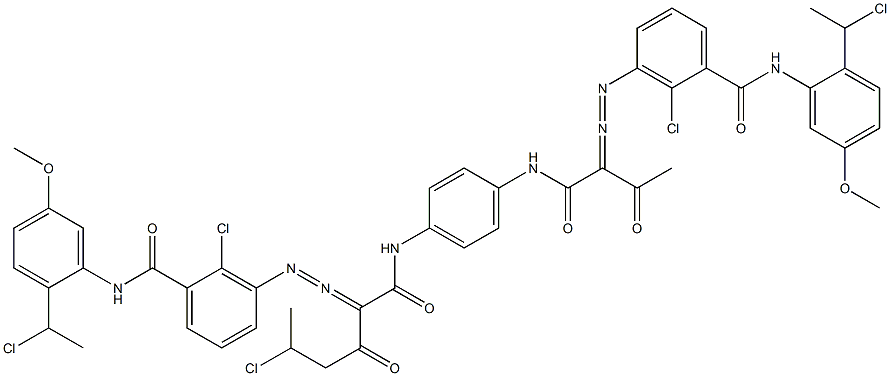 3,3'-[2-(1-Chloroethyl)-1,4-phenylenebis[iminocarbonyl(acetylmethylene)azo]]bis[N-[2-(1-chloroethyl)-5-methoxyphenyl]-2-chlorobenzamide] Struktur