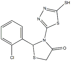 2-(2-Chlorophenyl)-3-(5-mercapto-1,3,4-thiadiazol-2-yl)thiazolidin-4-one Struktur