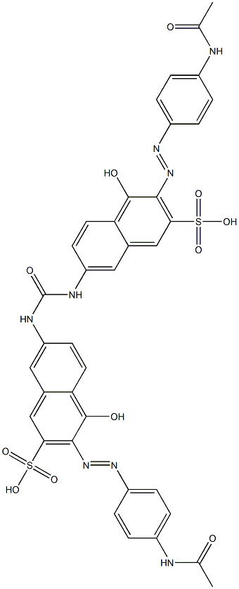 7,7'-(Carbonylbisimino)bis[3-[4-(acetylamino)phenylazo]-4-hydroxy-2-naphthalenesulfonic acid] Struktur