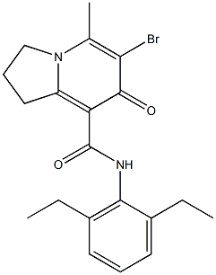 6-Bromo-1,2,3,7-tetrahydro-5-methyl-7-oxo-N-(2,6-diethylphenyl)indolizine-8-carboxamide Struktur