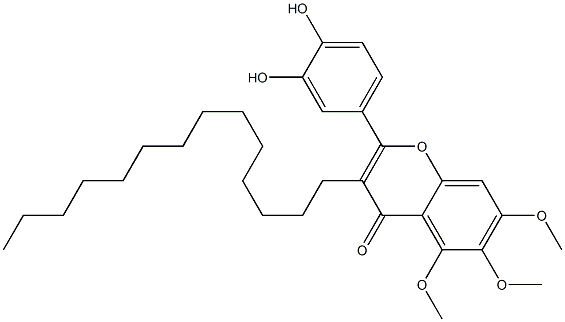 2-(3,4-Dihydroxyphenyl)-5,6,7-trimethoxy-3-tetradecyl-4H-1-benzopyran-4-one Struktur