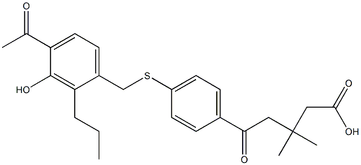 5-[4-(4-Acetyl-3-hydroxy-2-propylbenzylthio)phenyl]-3,3-dimethyl-5-oxopentanoic acid Struktur