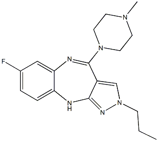 2-Propyl-4-(4-methylpiperazin-1-yl)-7-fluoro-2,10-dihydropyrazolo[3,4-b][1,5]benzodiazepine Struktur