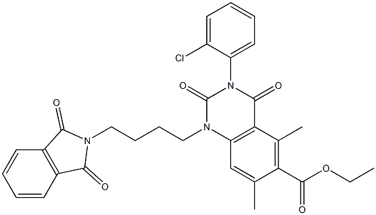 1,2,3,4-Tetrahydro-3-(2-chlorophenyl)-1-[4-(1,3-dioxoisoindolin-2-yl)butyl]-5,7-dimethyl-2,4-dioxoquinazoline-6-carboxylic acid ethyl ester Struktur