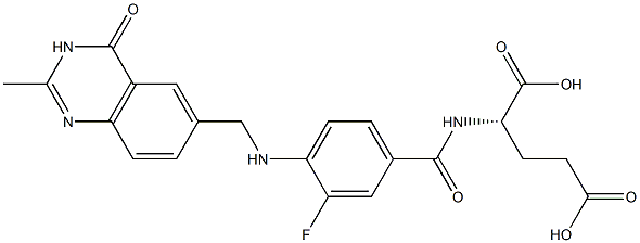 (2S)-2-[3-Fluoro-4-[N-[(3,4-dihydro-2-methyl-4-oxoquinazolin)-6-ylmethyl]amino]benzoylamino]glutaric acid Struktur