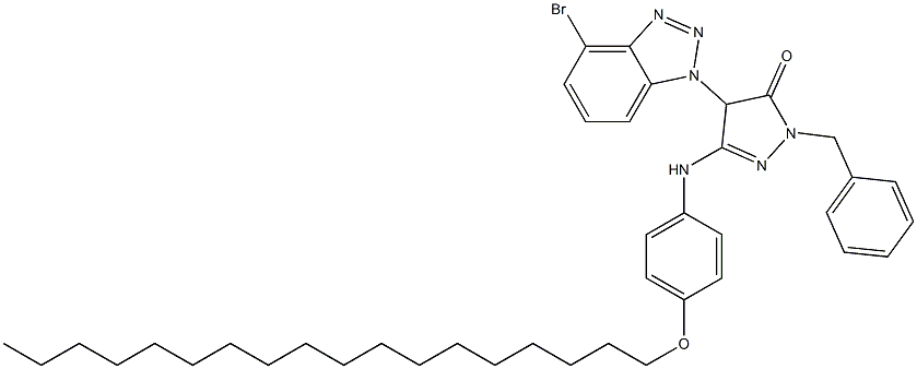 1-Benzyl-4-(4-bromo-1H-benzotriazol-1-yl)-3-[4-(octadecyloxy)anilino]-5(4H)-pyrazolone Struktur