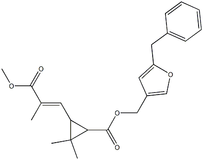 (+)-2,2-Dimethyl-3-[(E)-2-methoxycarbonyl-1-propenyl]cyclopropanecarboxylic acid (5-benzyl-3-furyl)methyl ester Struktur