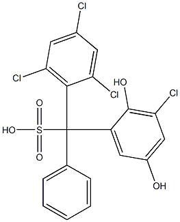 (3-Chloro-2,5-dihydroxyphenyl)(2,4,6-trichlorophenyl)phenylmethanesulfonic acid Struktur