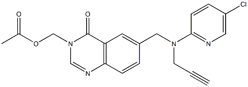 3-Acetyloxymethyl-6-[N-(5-chloro-2-pyridinyl)-N-(2-propynyl)aminomethyl]quinazolin-4(3H)-one Struktur