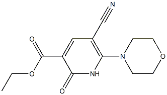 5-Cyano-6-morpholino-1,2-dihydro-2-oxopyridine-3-carboxylic acid ethyl ester Struktur