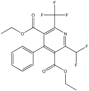 2-Difluoromethyl-6-(trifluoromethyl)-4-phenylpyridine-3,5-dicarboxylic acid diethyl ester Struktur