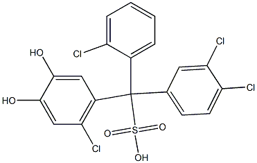 (2-Chlorophenyl)(3,4-dichlorophenyl)(6-chloro-3,4-dihydroxyphenyl)methanesulfonic acid Struktur