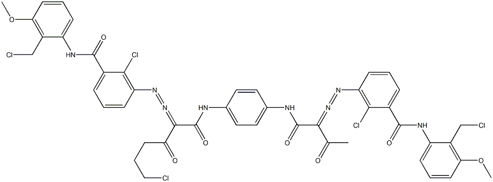 3,3'-[2-(2-Chloroethyl)-1,4-phenylenebis[iminocarbonyl(acetylmethylene)azo]]bis[N-[2-(chloromethyl)-3-methoxyphenyl]-2-chlorobenzamide] Struktur