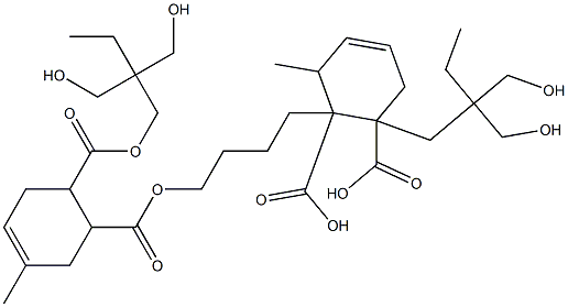 3-Methyl-4-cyclohexene-1,2-dicarboxylic acid 1-[2,2-bis(hydroxymethyl)butyl]2-[4-[2-[2,2-bis(hydroxymethyl)butoxycarbonyl]-5-methyl-4-cyclohexen-1-ylcarbonyloxy]butyl] ester Struktur